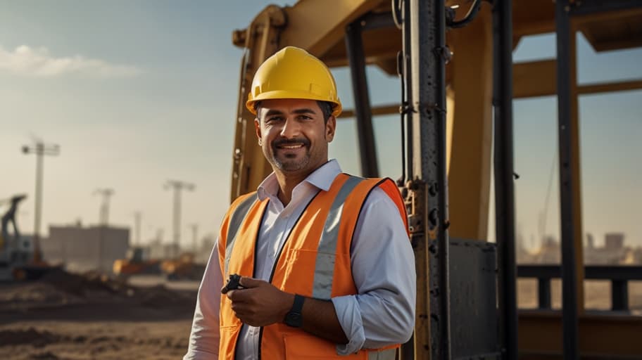 Worker operating machinery