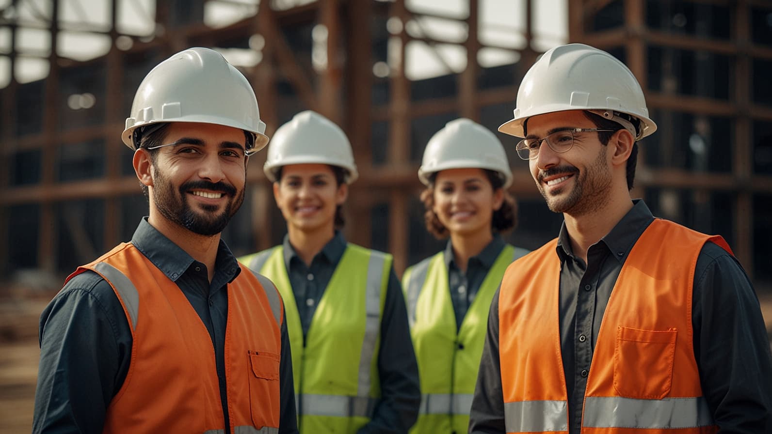 Engineers discussing on-site